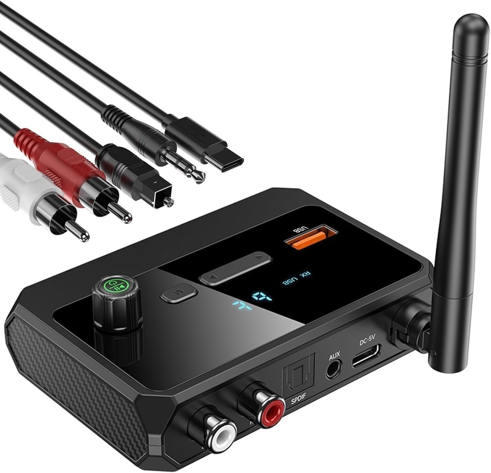 Bluetooth 5.3 Transmitter Receiver Long Range For TV Home Stereo Audio Adapter
