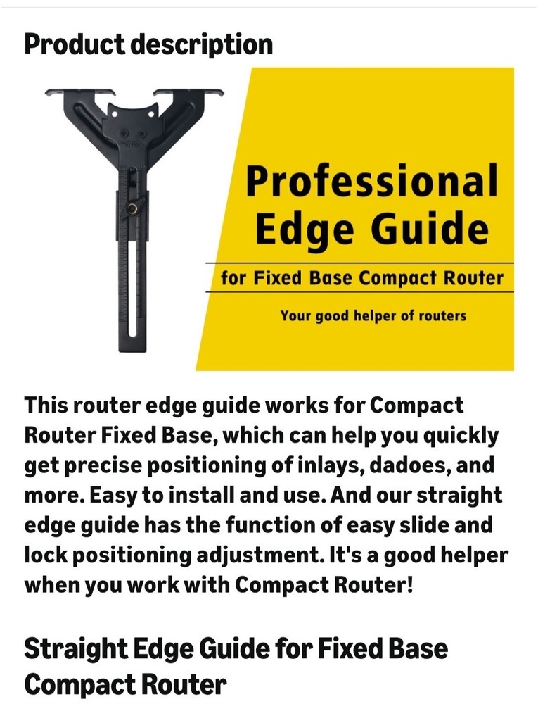 Router Edge Guide for Fixed Base Compact Router (DNP618), Straight Edge Guide fo