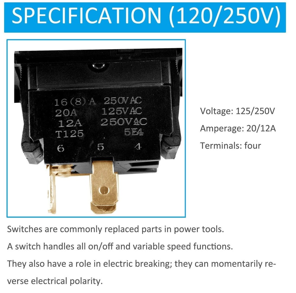 Table Saw Switch Replacement Compatible with Ryobi and Craftsman, Paddle On/Off