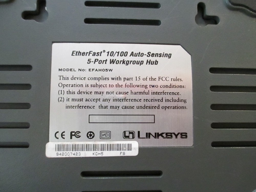 Linksys EtherFast (EFAH05W) 5-Ports External Hub