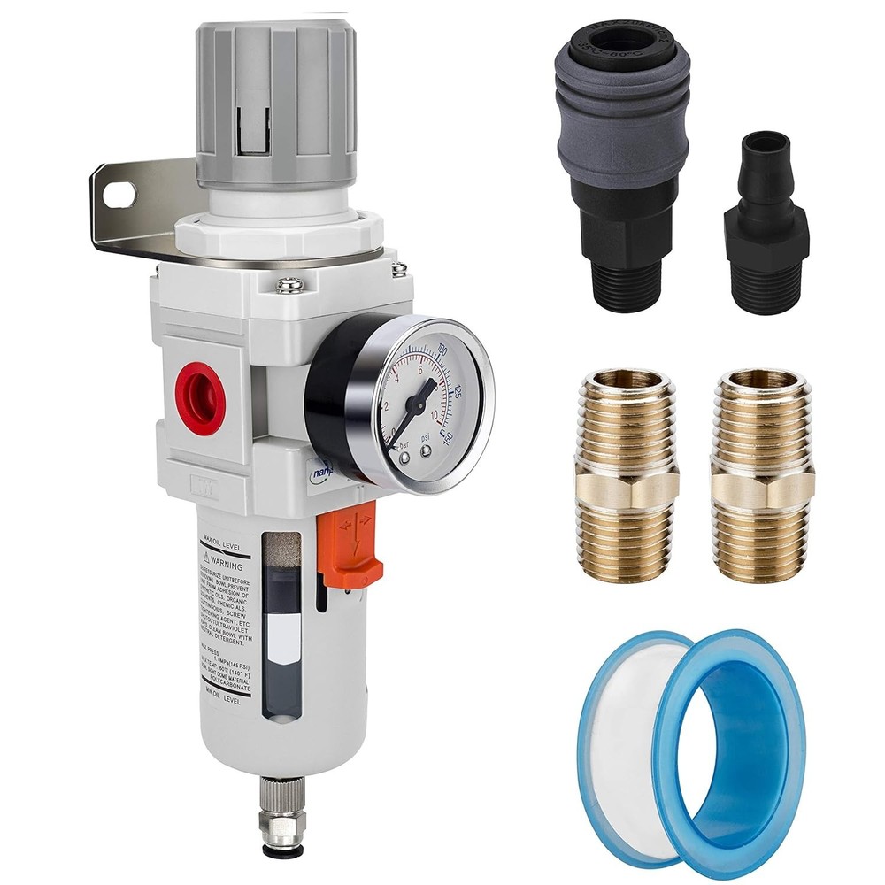 Versatile 1/2" NPT Air Filter Regulator Combo for Pneumatic Tools - Easy Install