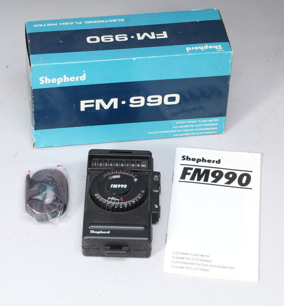 SHEPHERD FM-990 ELECTRONIC FLASH METER IN THE BOX WITH INSTRUCTIONS