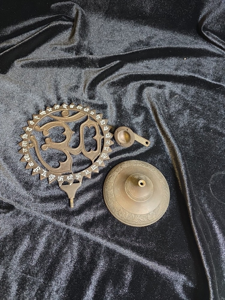 Vintage Solid Brass Om Incense Cone/Stick Incense Burner 8.5"