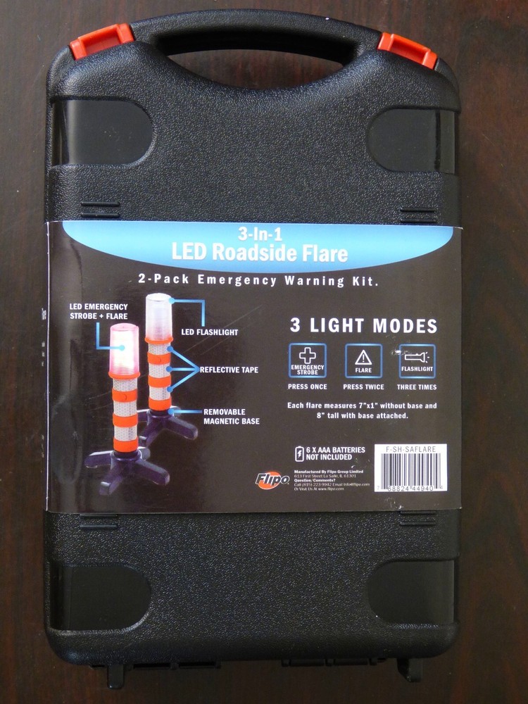 Flipo 3-in-1 Roadside Flare 2-Pack Emergency Warning Kit