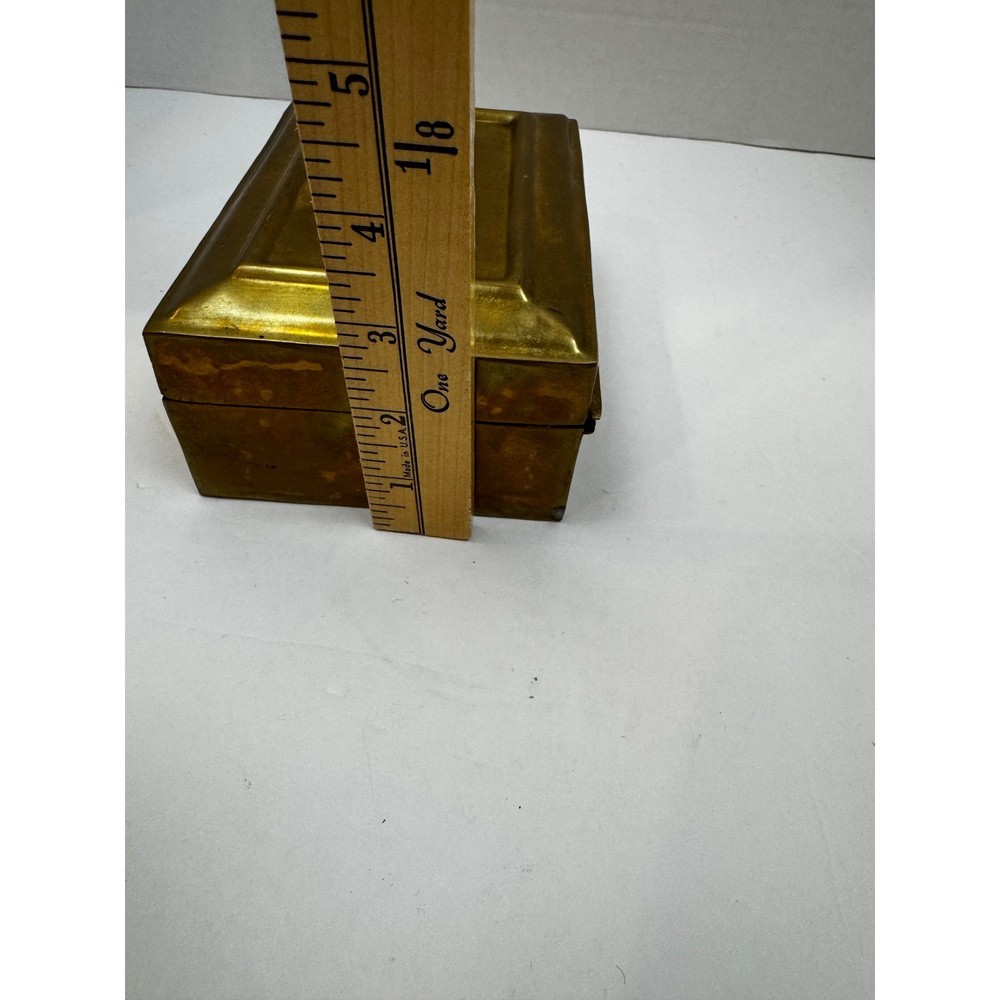 Vintage Solid Brass Hinged Decorative Box Rectangular Keepsake Trinket Chest