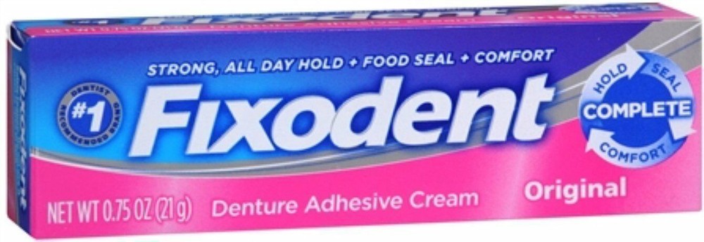 Fixodent Denture Adhesive Cream, Original. Case of 24 - .75 oz. tubes