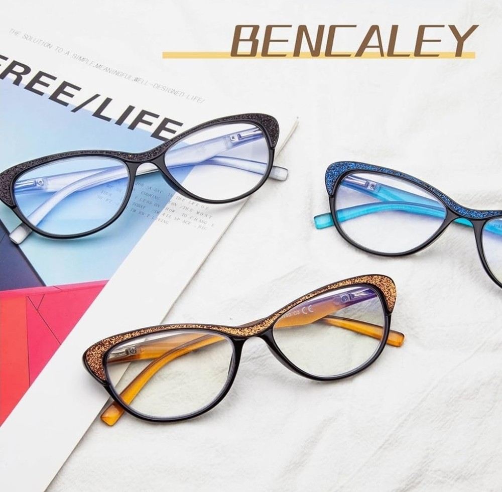 3 Pack 1.75x Reading Glasses Blue Light Blocking Stylish Cat Eye Computer Read