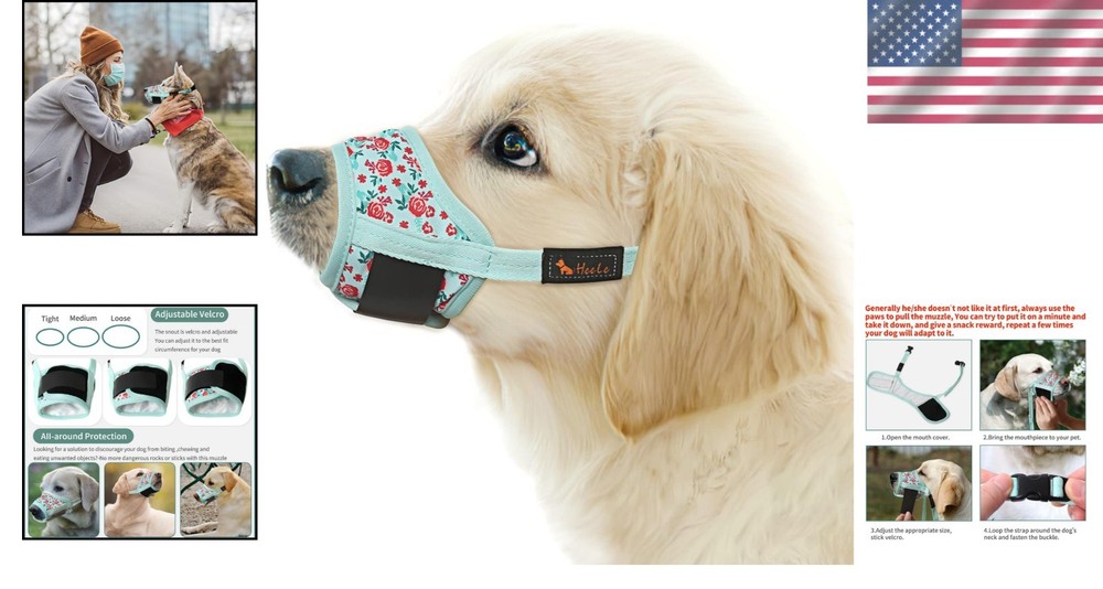 Adjustable Breathable Nylon Dog Muzzle with Drinking Hole