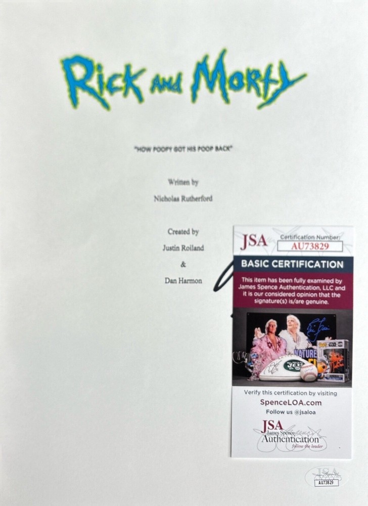 Jon Allen Signed Rick & Morty 8x10 Script Cover JSA AU73829