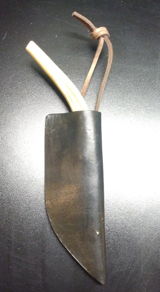 Unique handmade 8" knife in leather sheath
