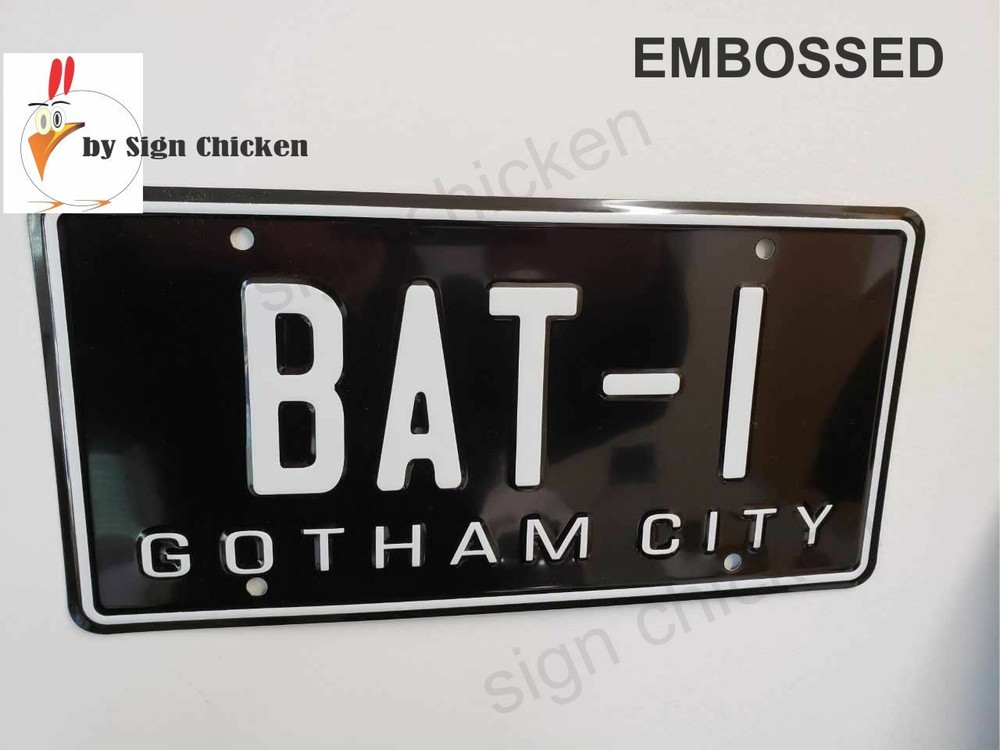 Batman / 1966 Batmobile / BAT-1 * EMBOSSED * Replica Prop,  License Plate,