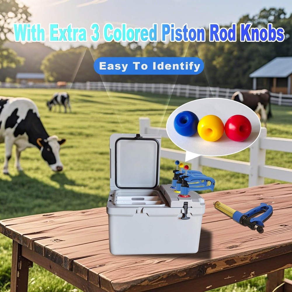 RANCH CHOICE 25ML Semi Automatic Livestock Syringe with 3 Colored Piston Knobs A