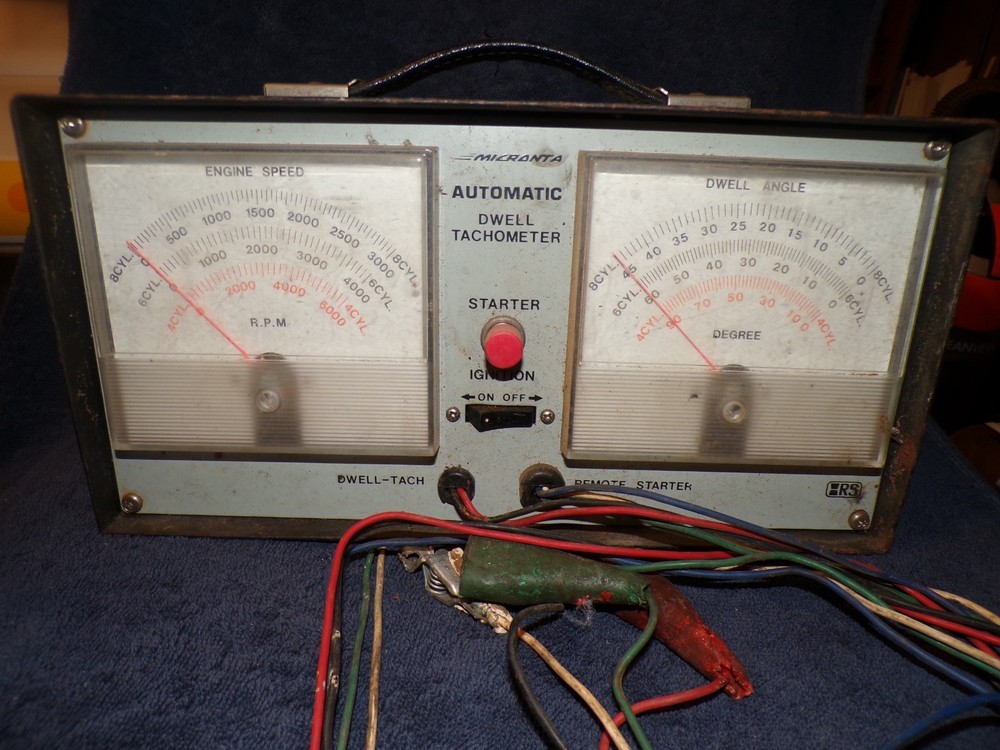 vintage micronta automatic dwell tachometer remote starter untested