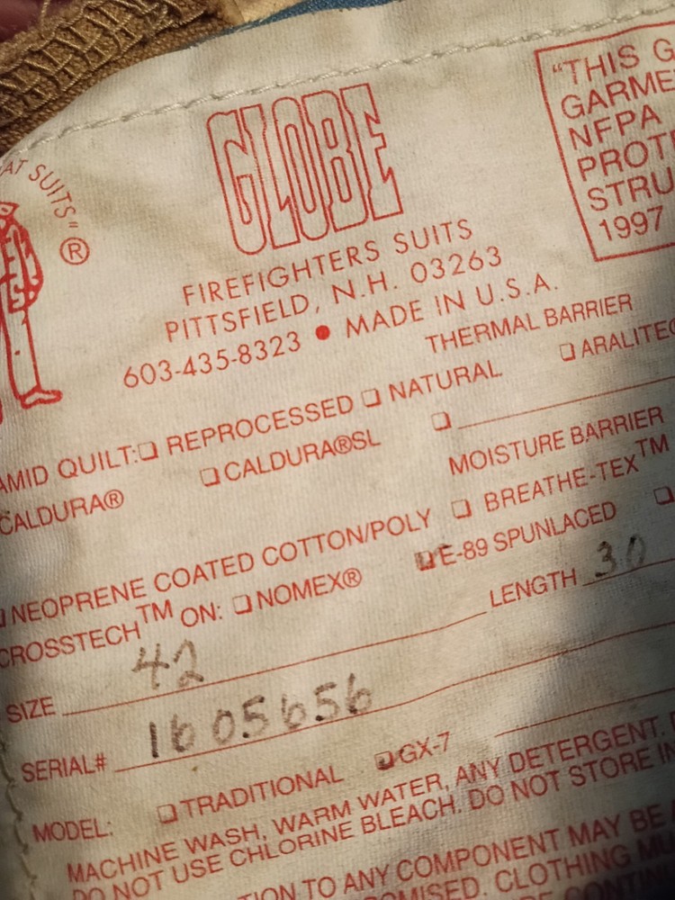 Globe Pants System 42 X30 Firefighter Bunker Pants Extra Thick Heavy Duty