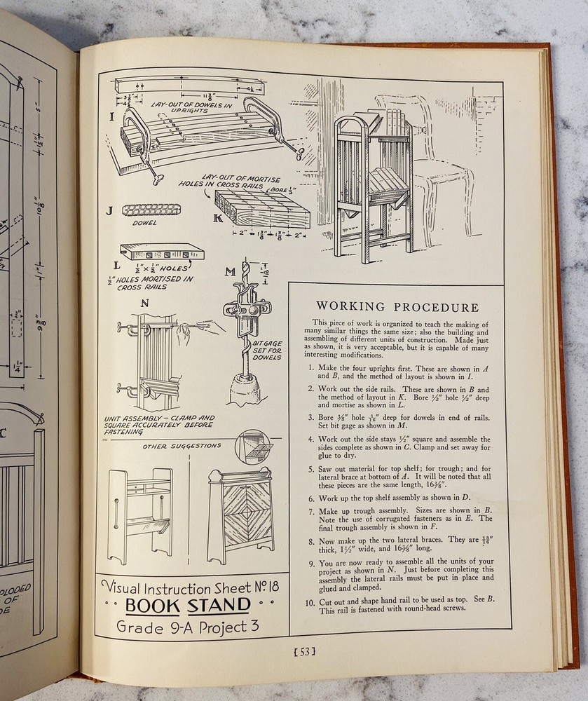1938 WOODWORKING THROUGH VISUAL INSTRUCTION BY J.I. SOWERS