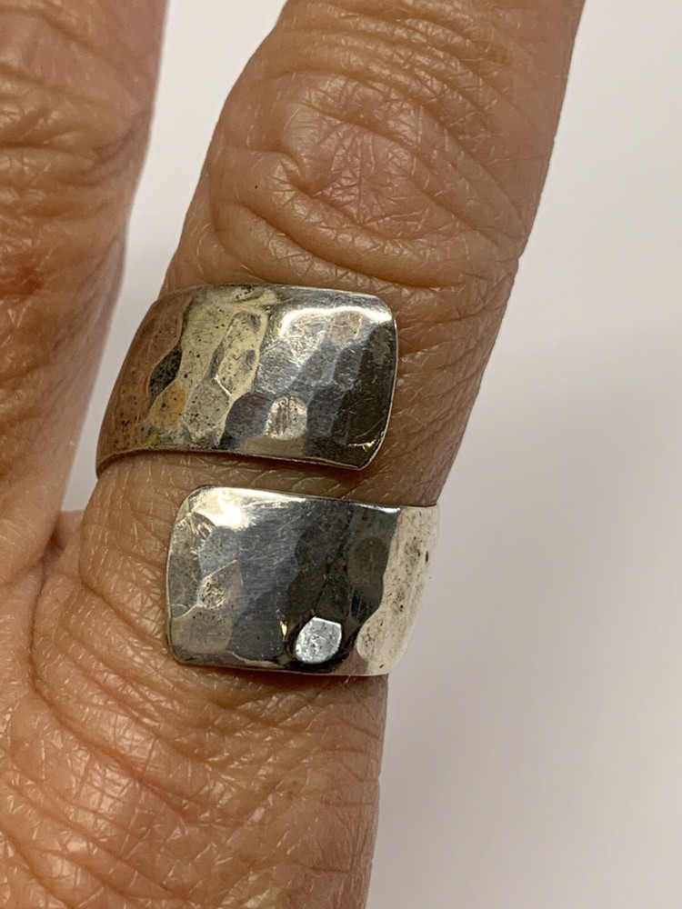 925 Hammered Crossover Adjustable Ring MEXICO