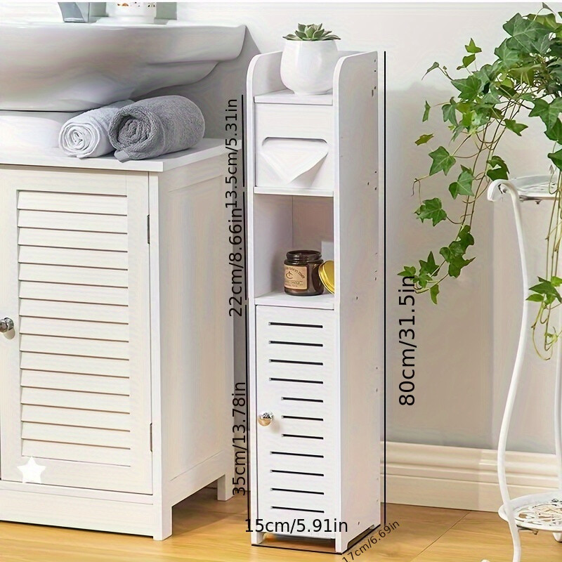 Bathroom Storage Rack with Cupboard- Cubby Hole Shelves,Space-Saving Gap Storage
