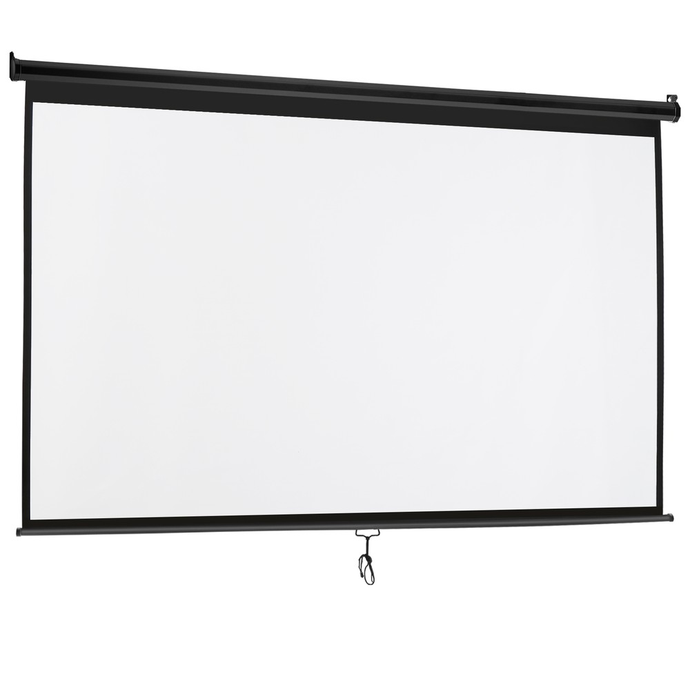 Projector Screen 100" Diagonal Projection Screen Manual Pull Down 16:10 HD Black