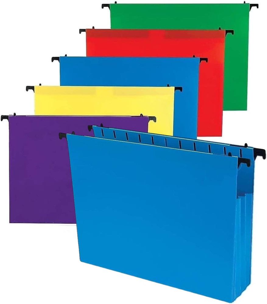 Poly Expanding Hanging File Folders, Letter Size, Assorted,10/Pack