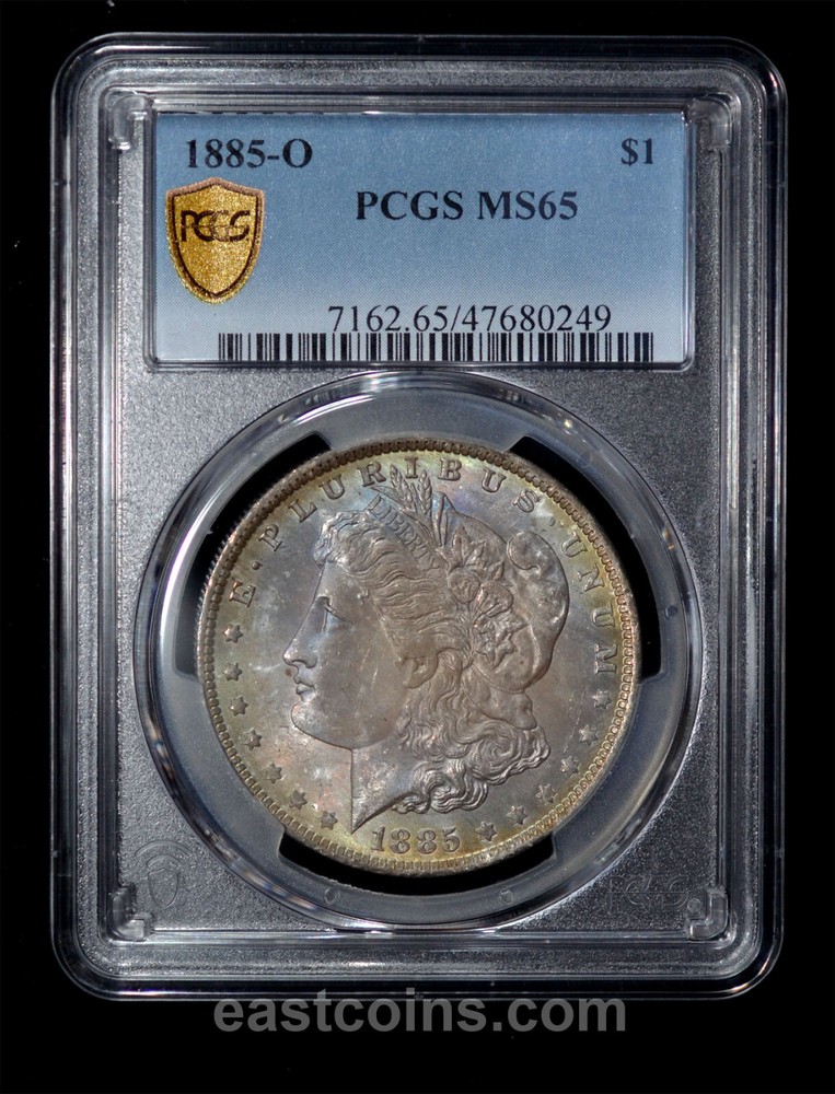PCGS MS65 1885-O Morgan Silver Dollar $1 - Nice toning both side!