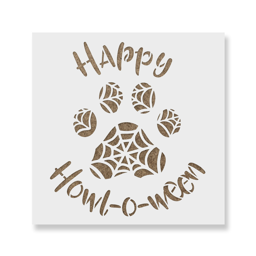Paw Print Halloween Stencil - Reusable Stencils for DIY Projects
