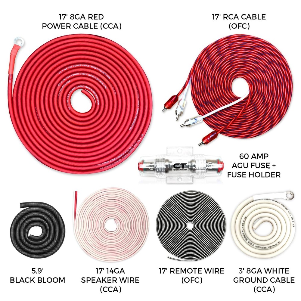8 Gauge CCA Complete Amp Wiring Install Kit, AMPKIT-8GA-PRO......
