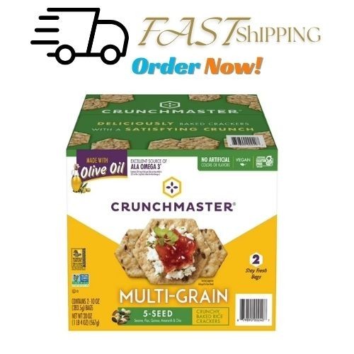 Crunchmaster 5 Seed Multi-Grain Crackers 10 oz Boxes Healthy Snack 2-Pack