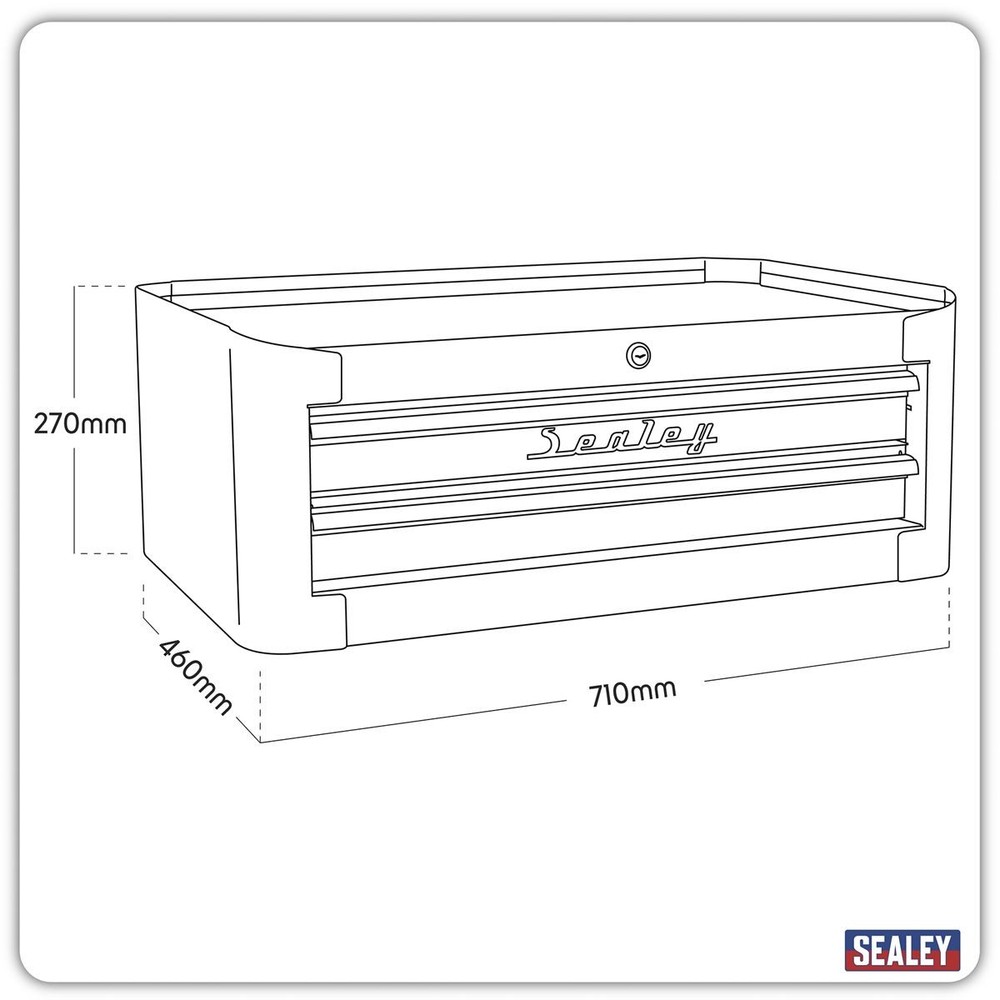 Sealey Mid-Box 2 Drawer Retro Style - Black with Red Anodised Drawer Pulls AP281