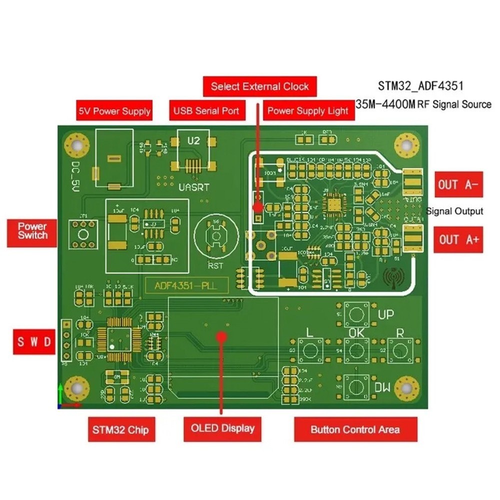 ADF4351 Sweep Frequency Generator Module with Wide Voltage Power Supply