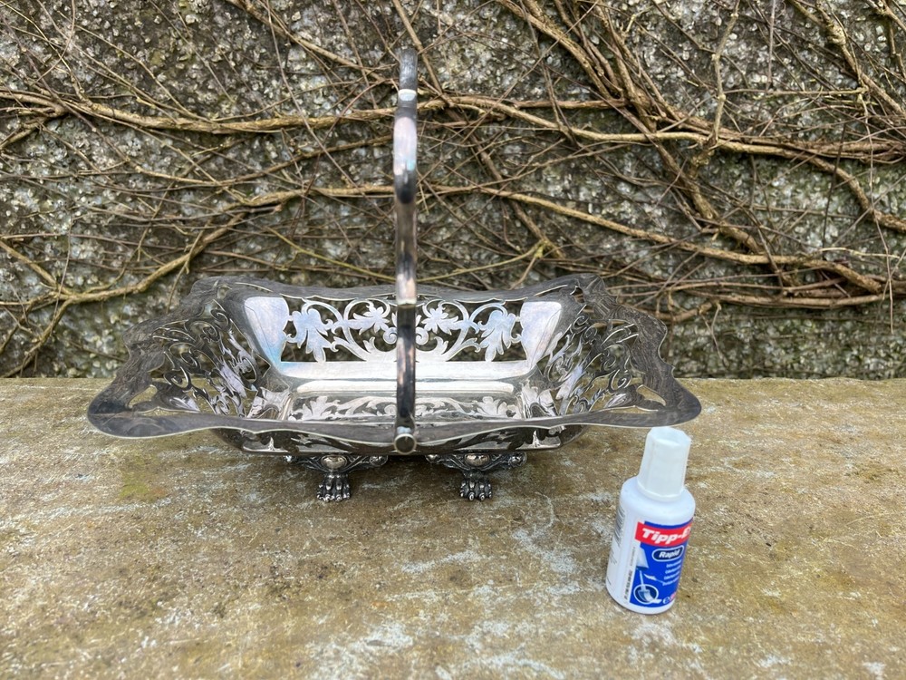 Antique Silver Plated Fruit Bowl. Claw Feet.