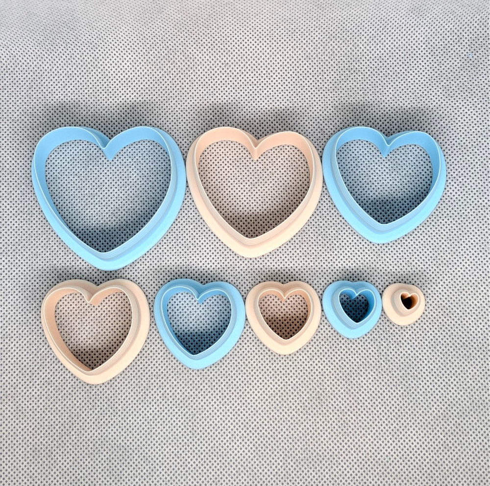 Wavy Heart Clay Cutter Shape Set ~ Polymer Crafting Tool ~ Stackable Outline