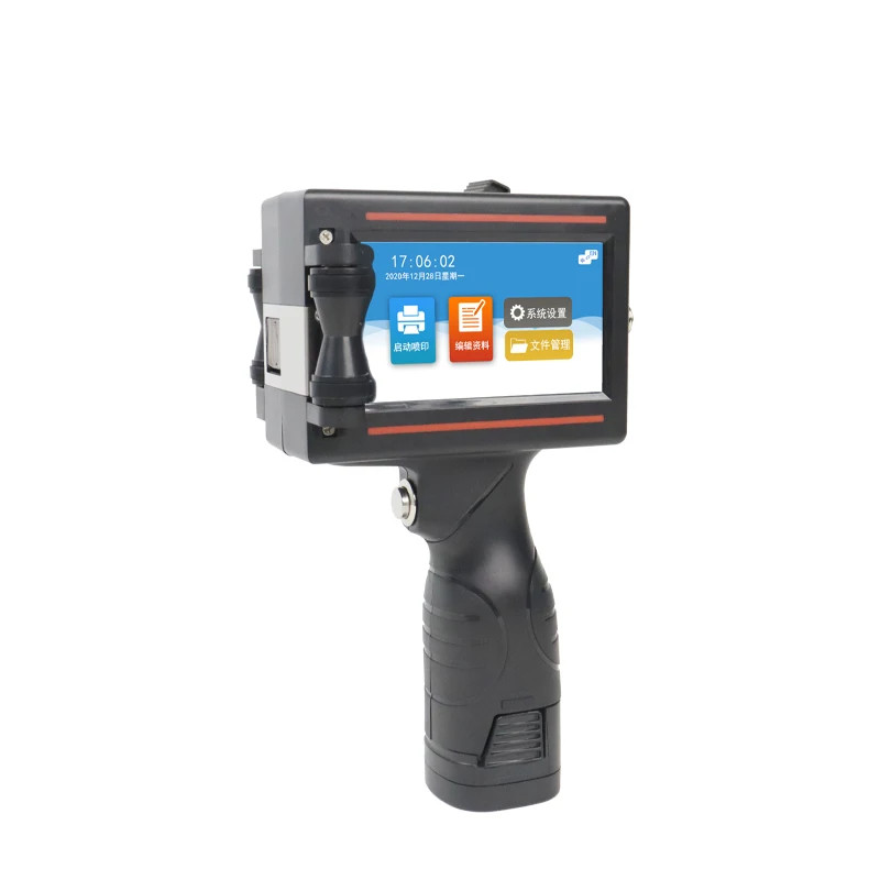 Handheld inkjet printer prints expiration date, batch number, digital brand logo