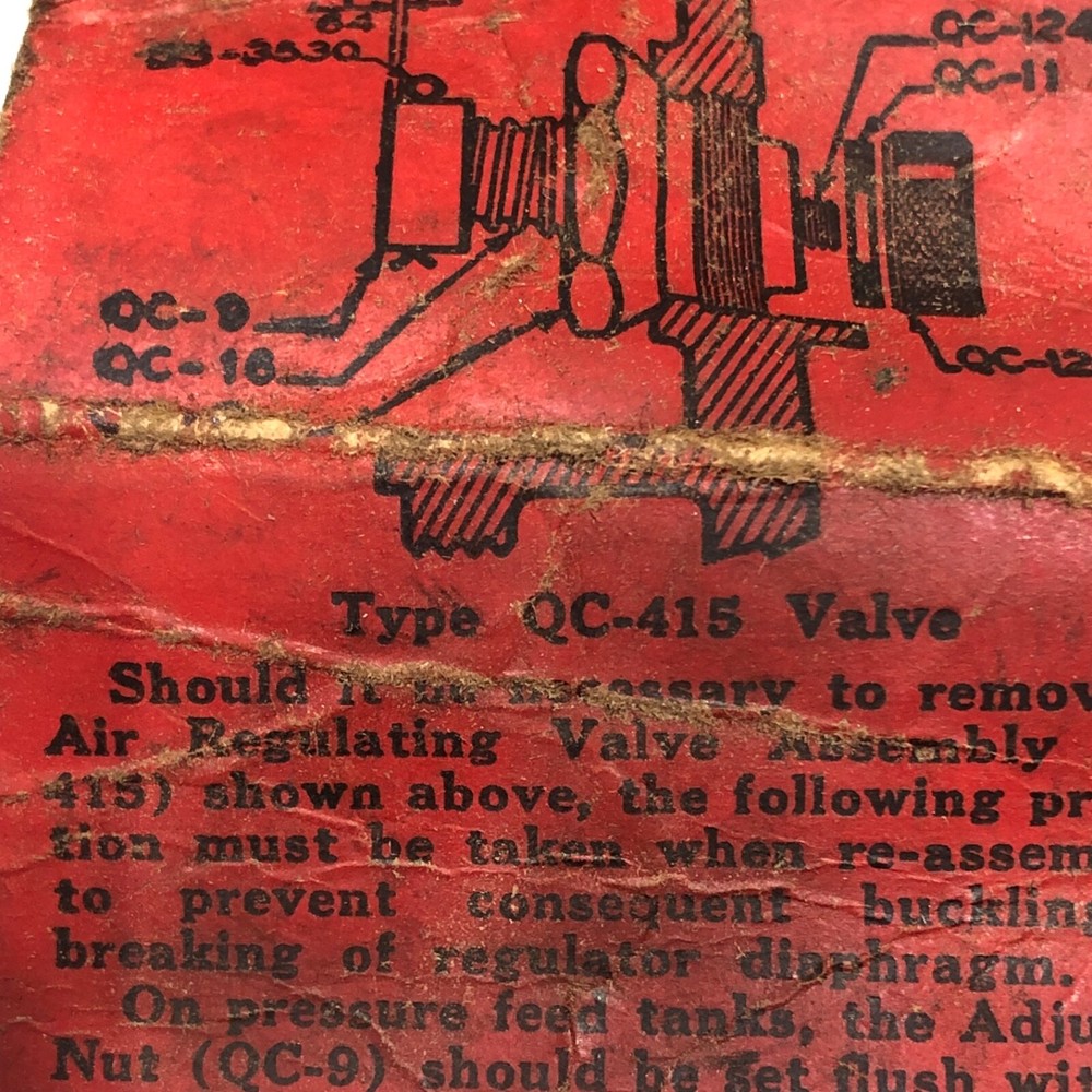 The DeVilbiss Co Air Regulating Valve QC-415
