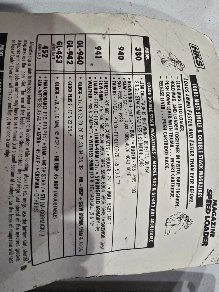 HKS Double Stack Magazine Speedloader Plastic With Black Finish - 940