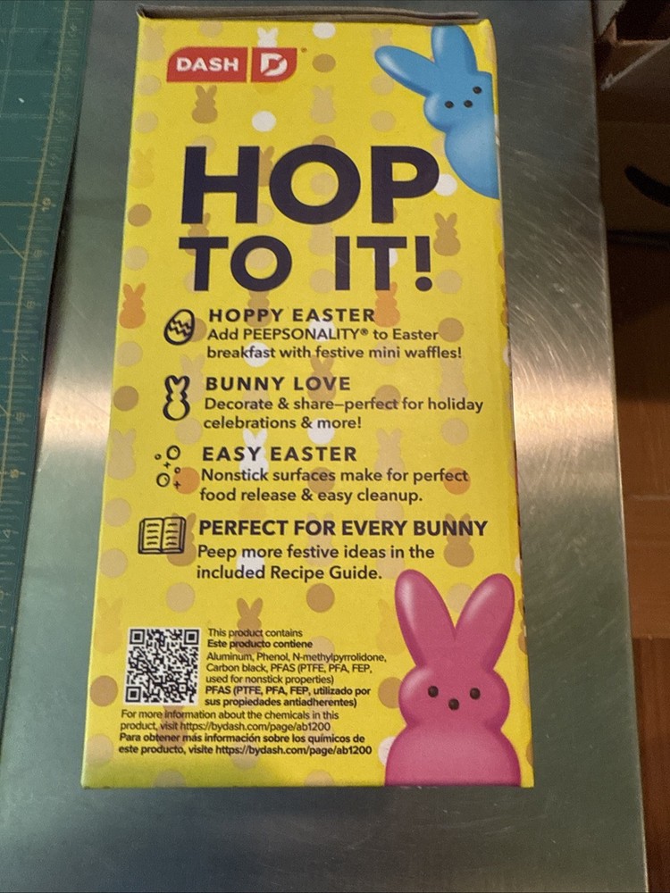 PEEPS x Bunny Mini Waffle Maker Dash Bunny Single Waffle New In Box-Never Used!