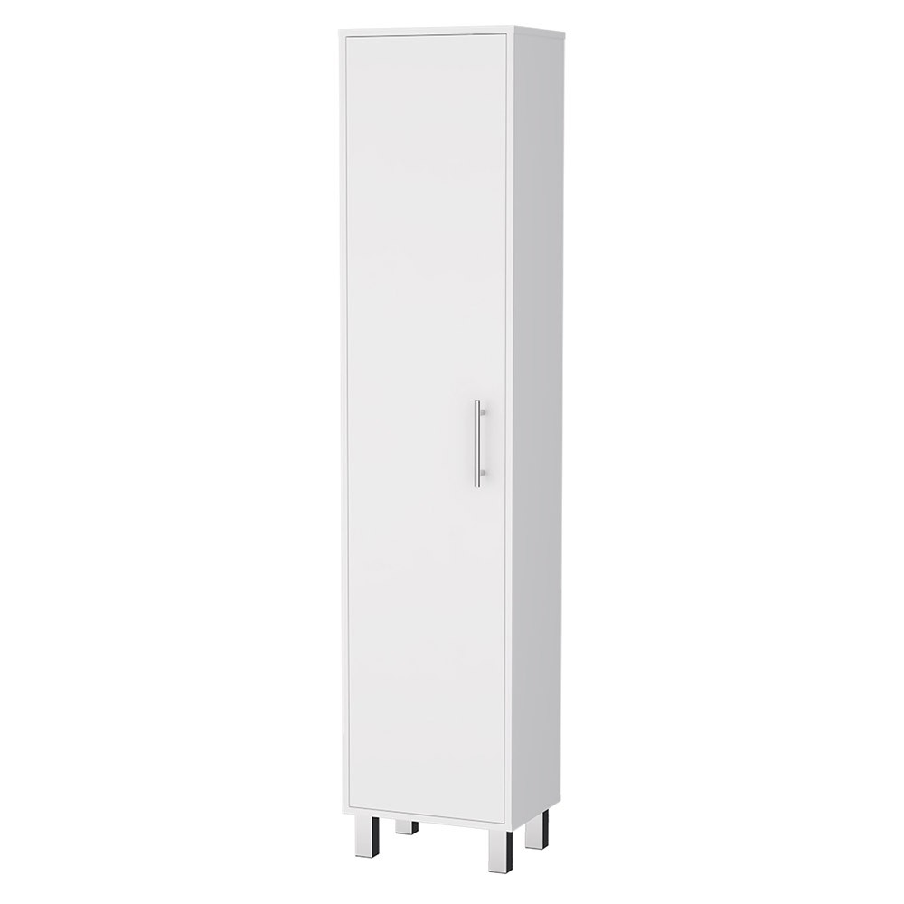 Multi-functional storage cabinet - white finish, single door and five shelves