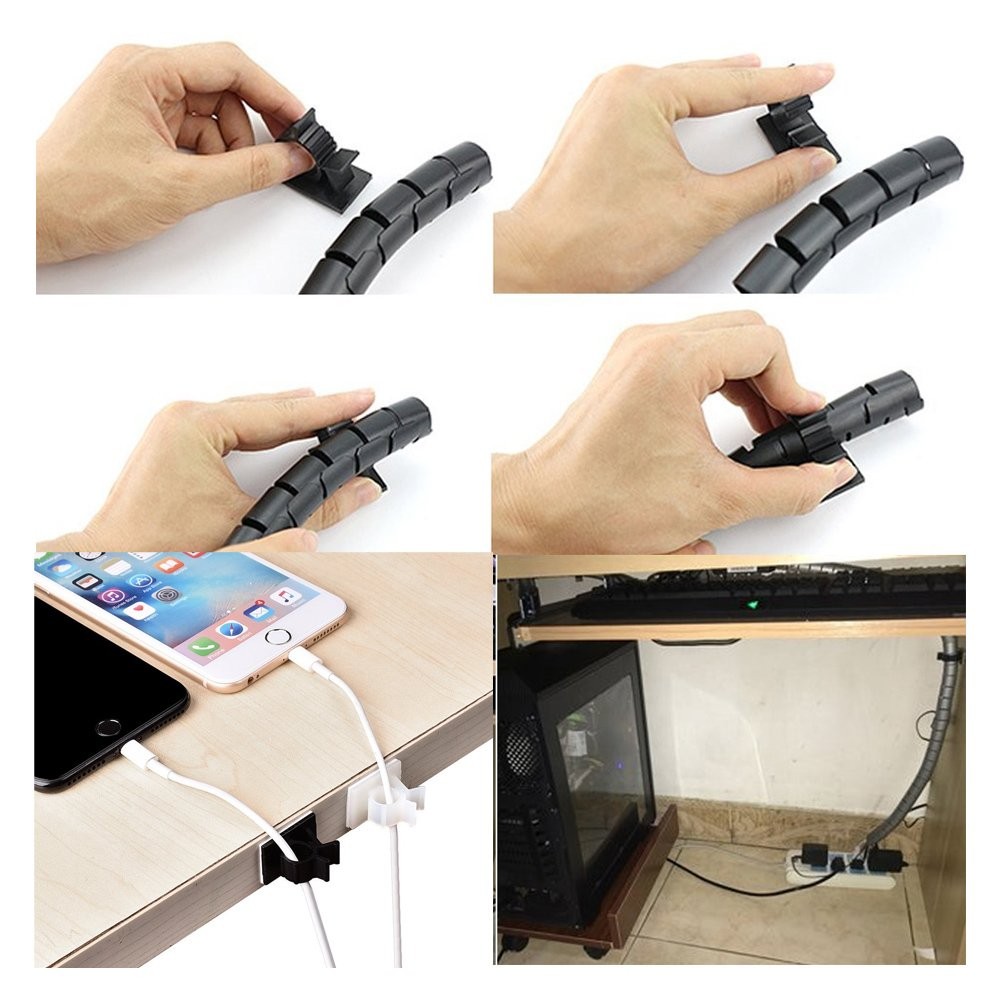100Pcs 3 Sizes Adjustable Multipurpose Self-Adhesive Cable Clips Wire Clamps ...