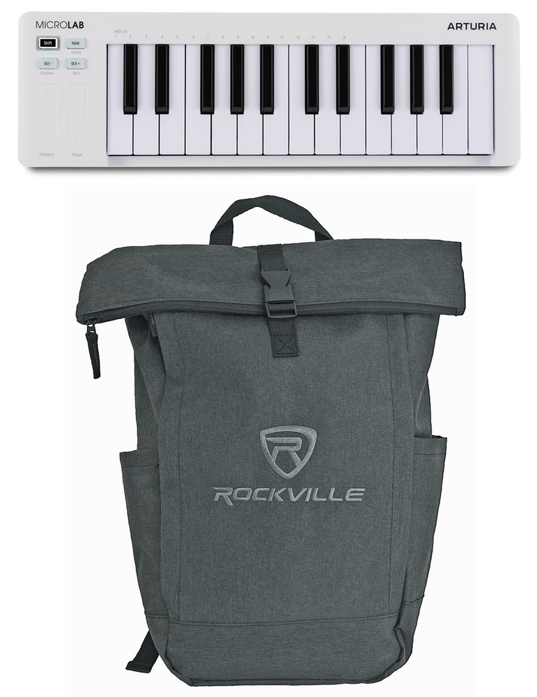Arturia MICROLAB MK3 White 25-Key MIDI USB Keyboard Controller+Backpack