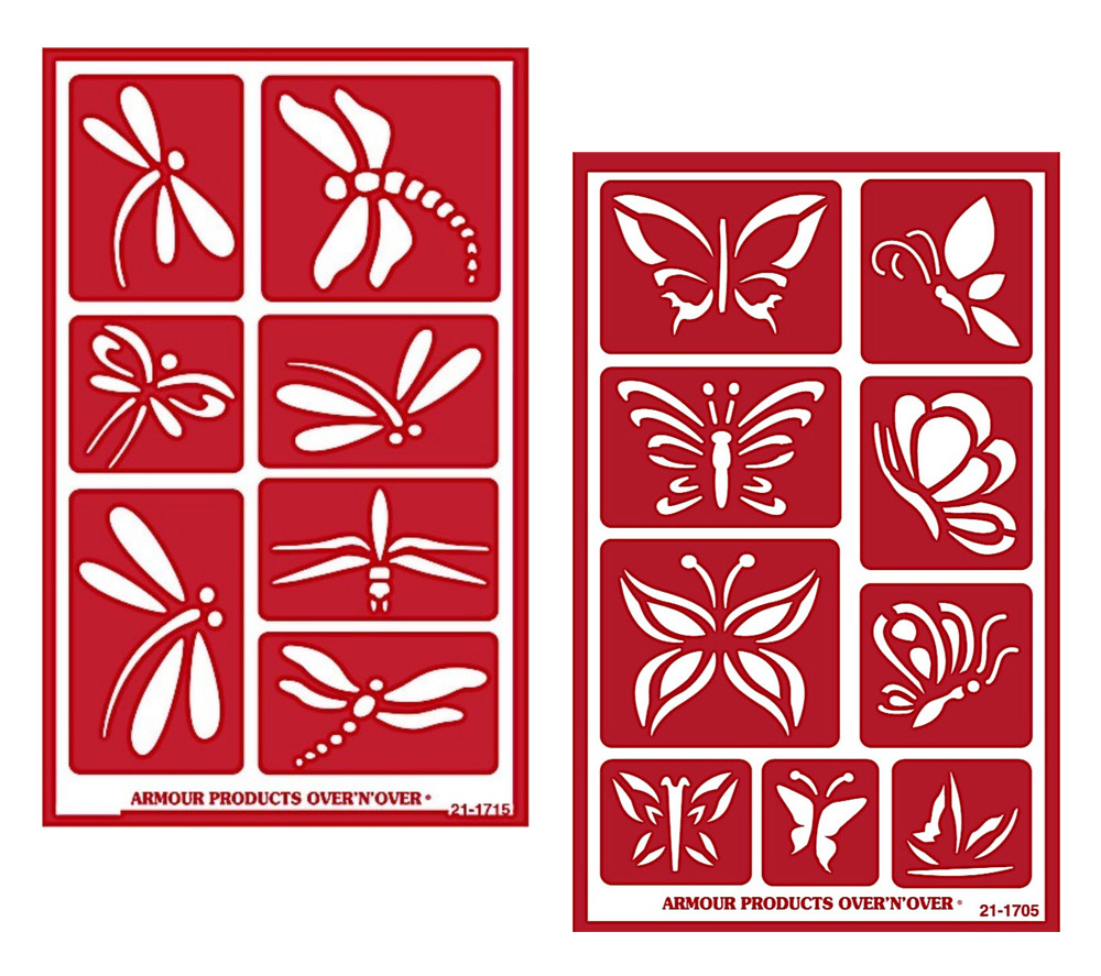 Dragonfly & Butterfly Design Pattern Glass Etching Stencils Reusable Armour Etch