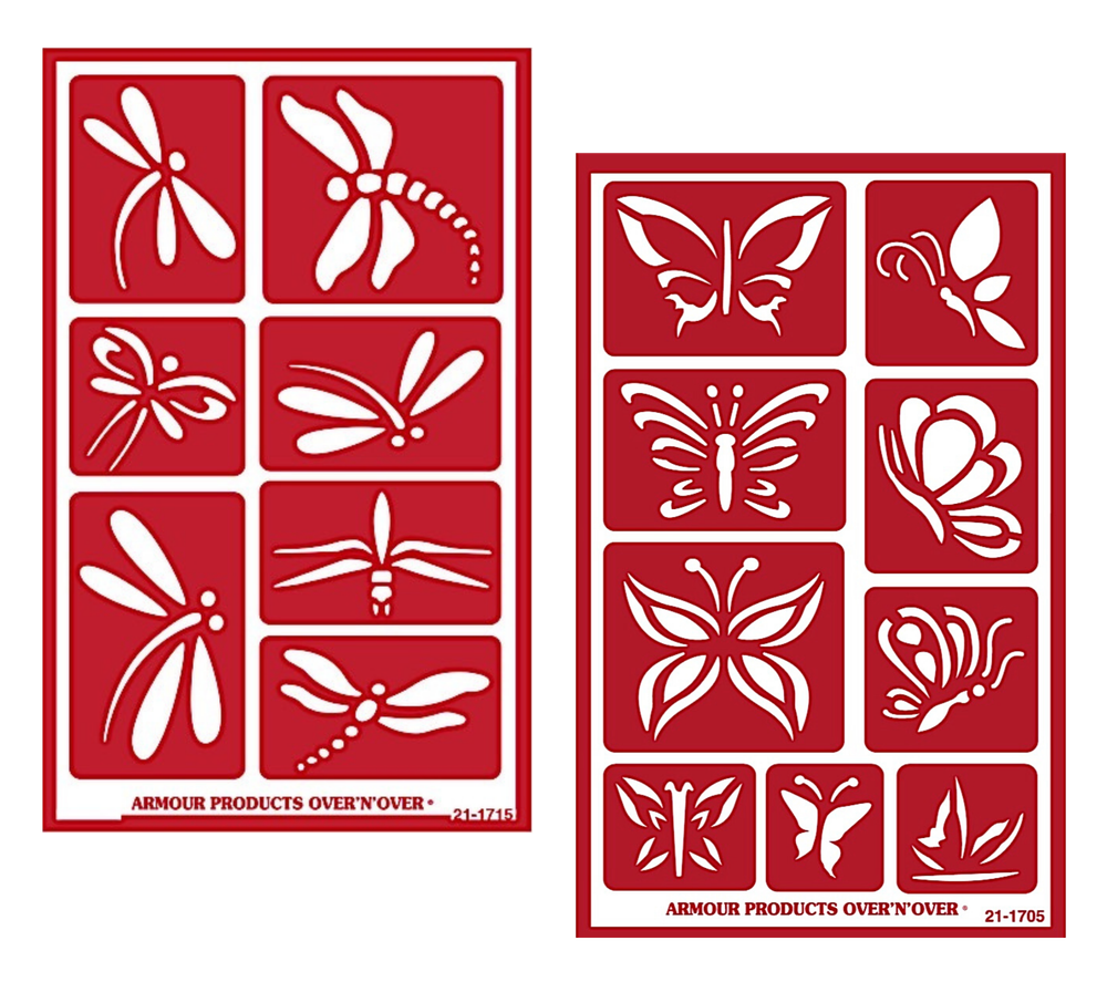 Dragonfly & Butterfly Design Pattern Glass Etching Stencils Reusable Armour Etch