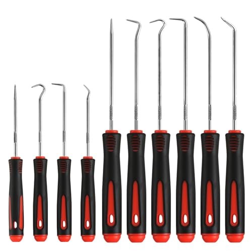 Hook and Pick Set – 10PCS Precision Pick Tools with Non-Slip Grip for red