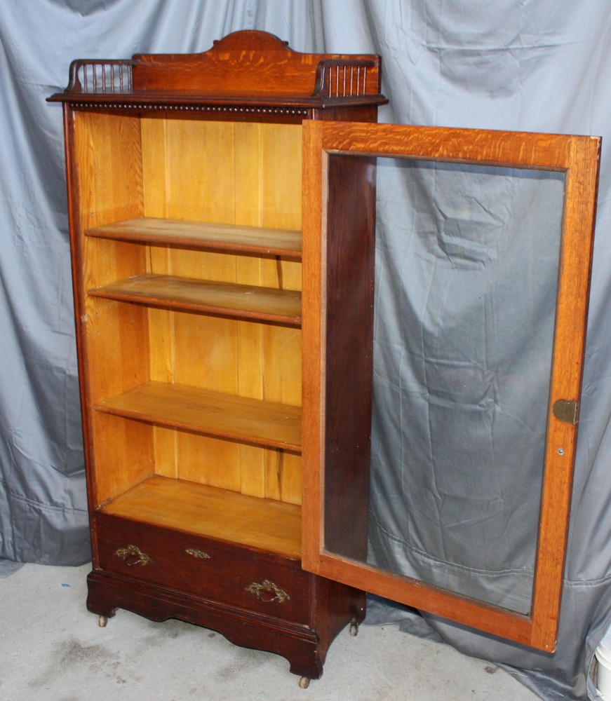 Antique Single Door Oak Bookcase