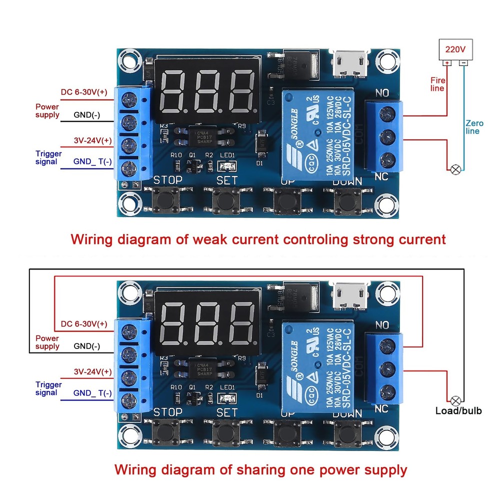 Coliao 4pcs DC 6-30V Timer Relay Programmable Delay Module as shown