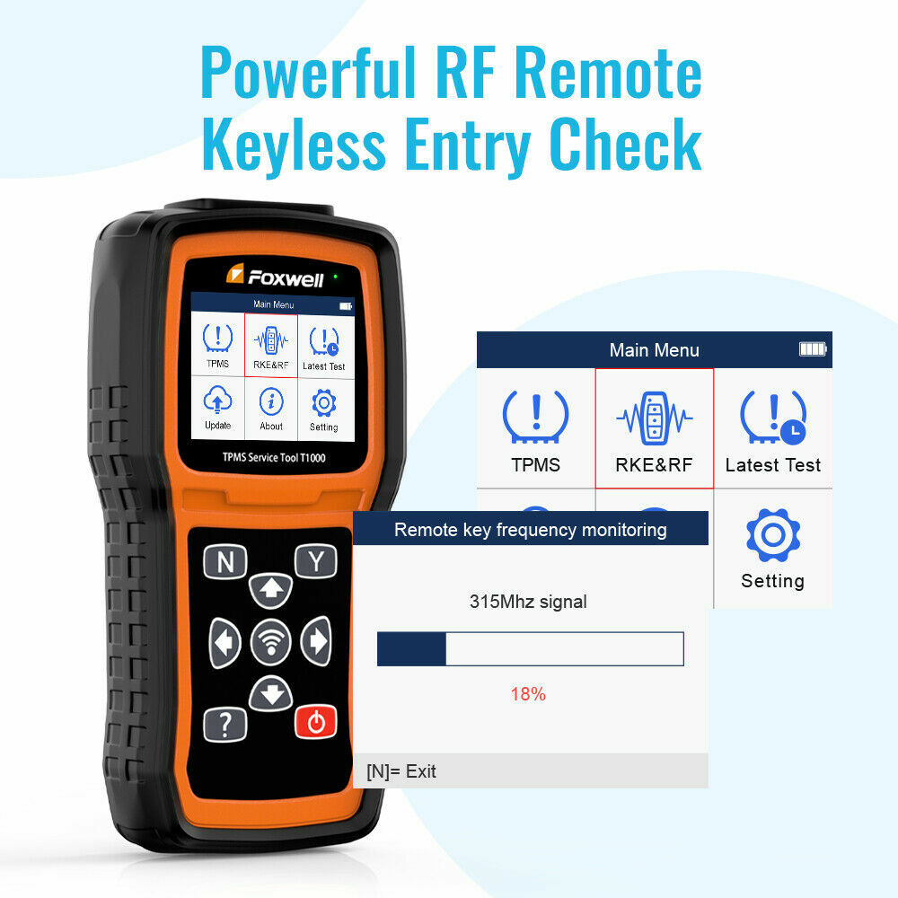 Foxwell T1000 TPMS Programming Activate Sensors Check RF Key FOB Tester Detector