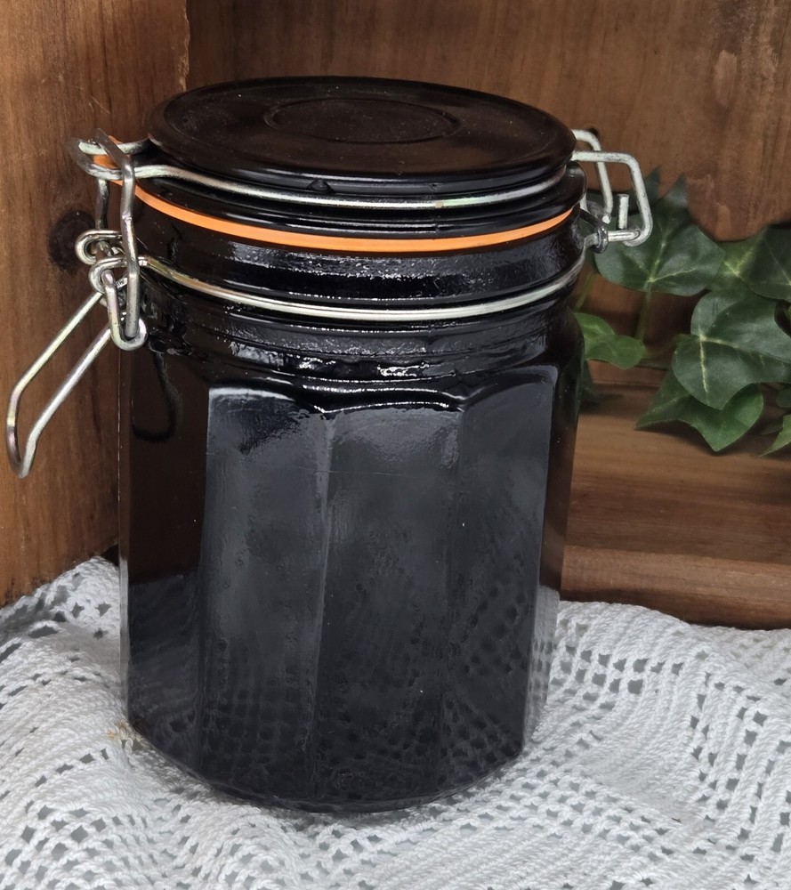 black canister (25054) hand painted