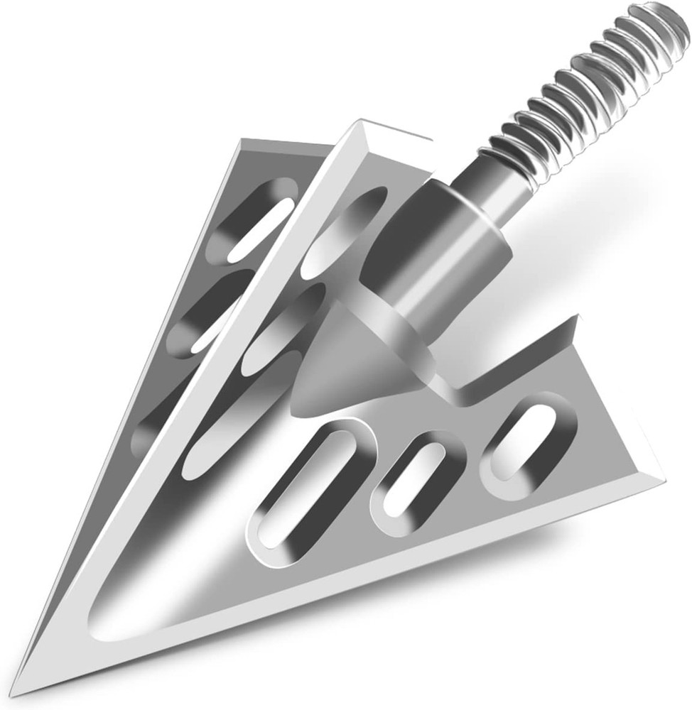 Bgary Archery Broadheads 100 Grain 6 Pack Solid 3 Blades Fixed Hunting Broadh...