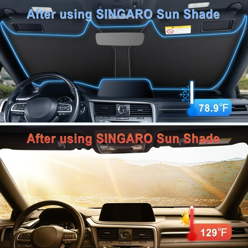 Foldable Reflective Universal Car Windshield Sun Shade with Overlapping Design