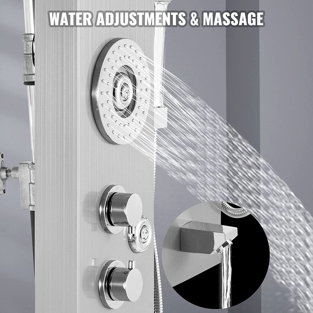 6 in 1 LED Shower Panel Tower System Rainfall and Mist Head Rain Massage