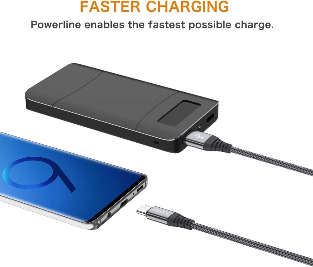 Short USB Type C Cable (2-Pack 1ft), USB A to USB C 3.1A Fast Charging Charger