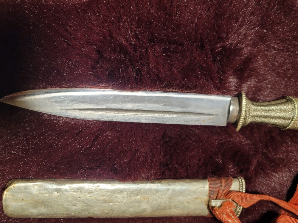 Antique Tibetan Silver Knife-Dagger with Silver Sheath